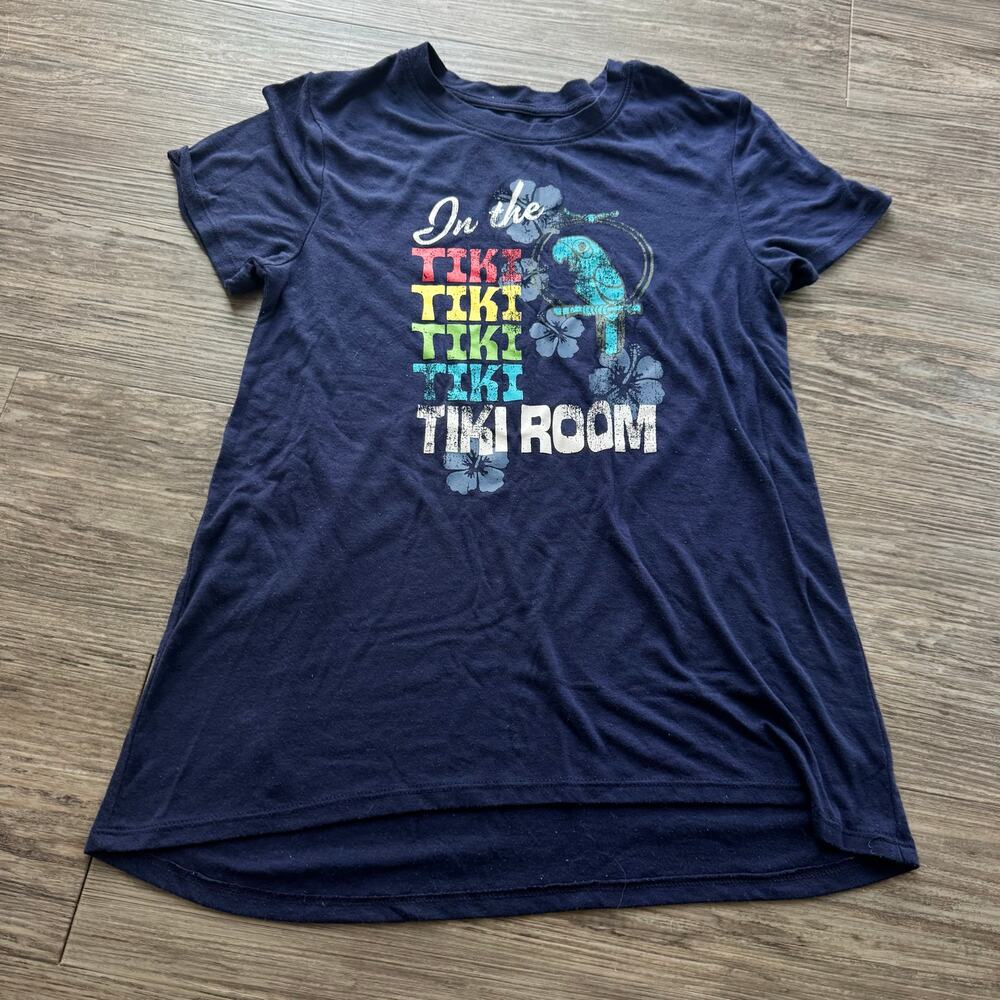 Enchanted Tiki Room Rainbow Women’s Long T-Shirt Navy Lightweight Size XS